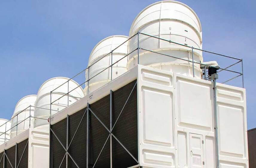 Rooftop cooling tower maintained through HVAC commercial chiller service in Greensboro, NC