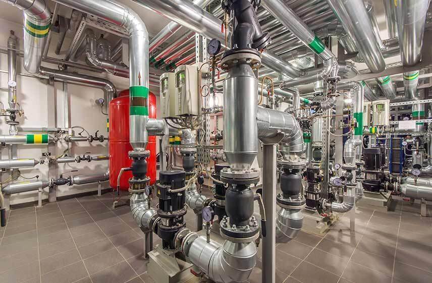 Wilmington commercial boiler service system with expansion tank and valve assemblies